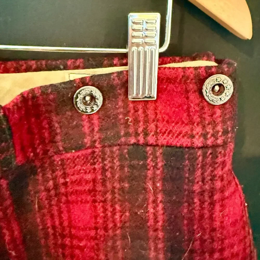 VTG 40/50s Woolrich Wool Hunting Pants Red Plaid Mackinaw Knickers Laced‎ 32x27